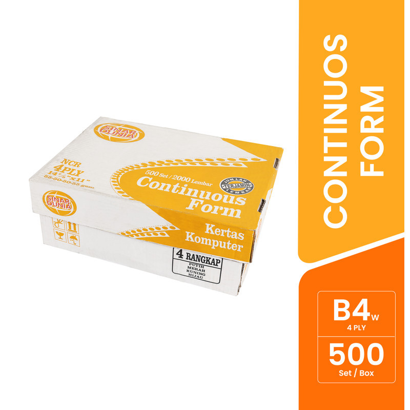 Paperline Kertas Komputer Continuous Form NCR 4 Ply 14 7/8x11inch 1 Box (500 Set) - SDU CF B4 W