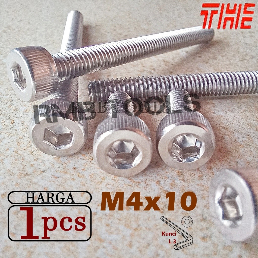 Baut L Cap Hex Socket M4x10 STAINLESS STEEL 304 A2-70 BLS M4