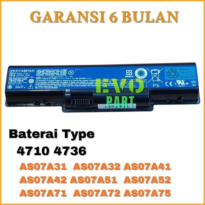 Baterai For Laptop Acer AS07A42 AS07A51 AS07A52 AS07A31 AS07A32 AS07A41 -NEW