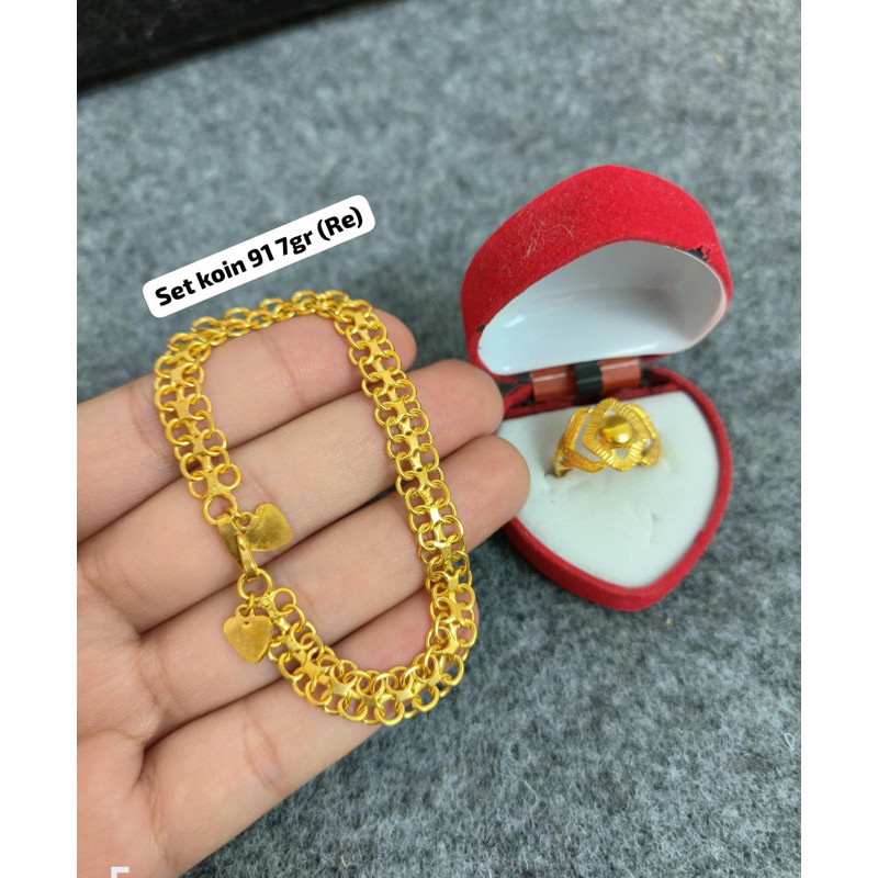 (GARANSI 6BLN) Set Gelang dan cincin koin malaysia