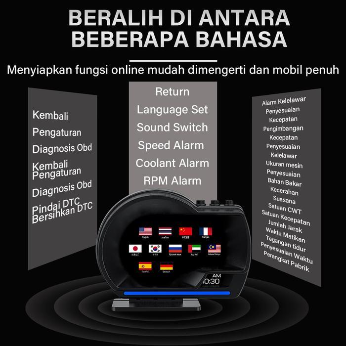 READY P6PRO+ OBD2 GPS HUD Dual System Car Head up Display Digital Speedometer dengan Uji Rem Akseler