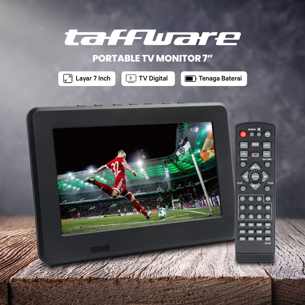 Taffware D7 TV Portabel Digital 7 Inch Mini TV Portable Led Monitor Mobil DVB-T2 Televisi Kecil Rech