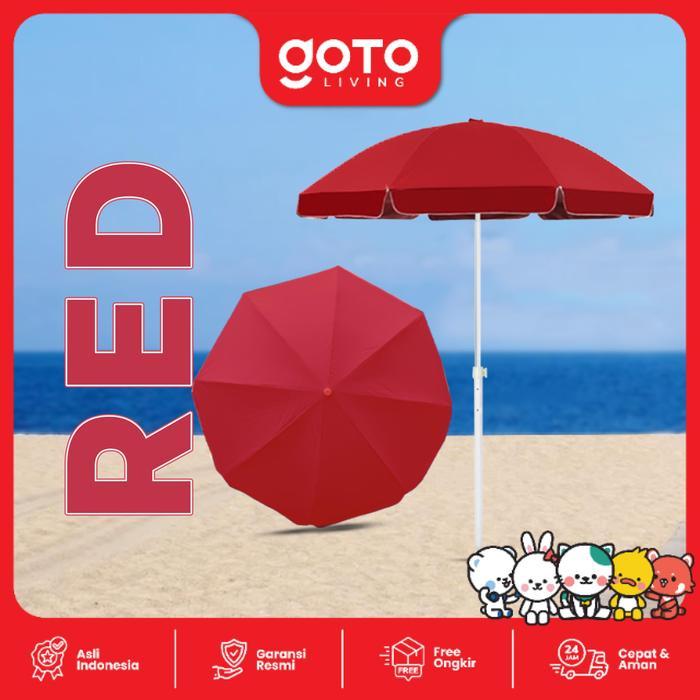 Goto [COD] Sunflow Payung Tenda Jualan Pantai Cafe Outdoor Besar Jumbo - RED, 240 CM