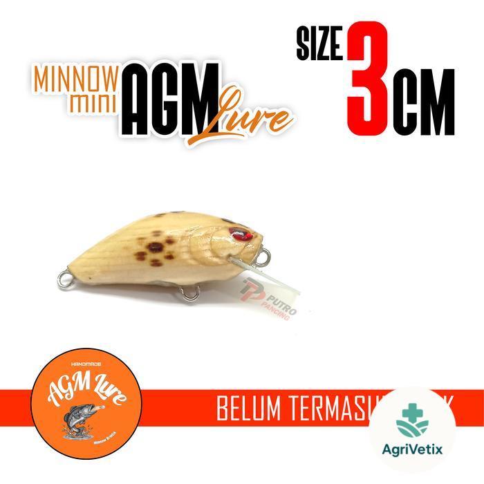Lure AGM MINI MINNOW Kayu Floating Handmade Wood Jati Belanda - 3 cm
