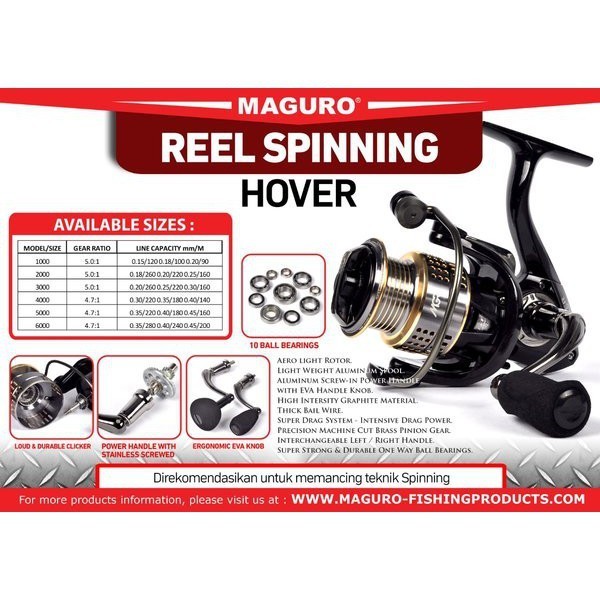 REEL MAGURO HOVER 1000 2000 3000 4000 5000 6000 POWER HANDLE