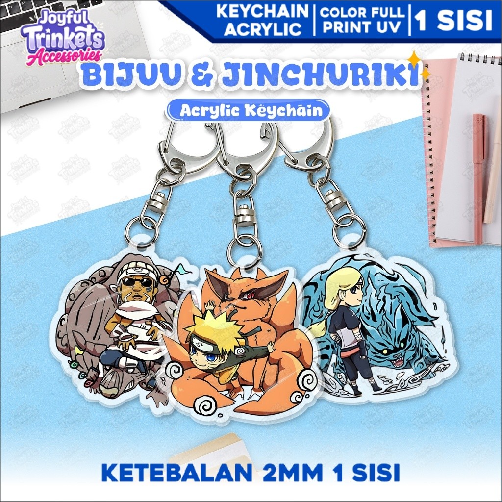 Keychain Akrilik Bijuu & Jinchūriki Naruto | Gantungan Kunci Anime Kurama Gaara Killer B