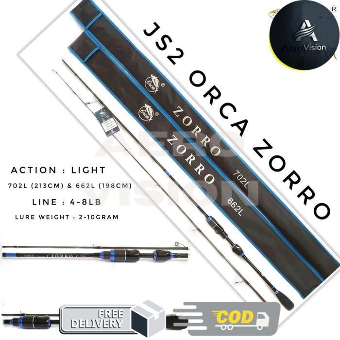 Joran Spinning Casting Sambung 2 Orca Zorro 180 198 210 Terbaik Japan Style - 1.98cm