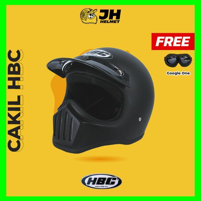 Helm Cakil HBC | Helm Retro | Full Face | HBC Cakil | Jual Helm - BLACK DOFF
