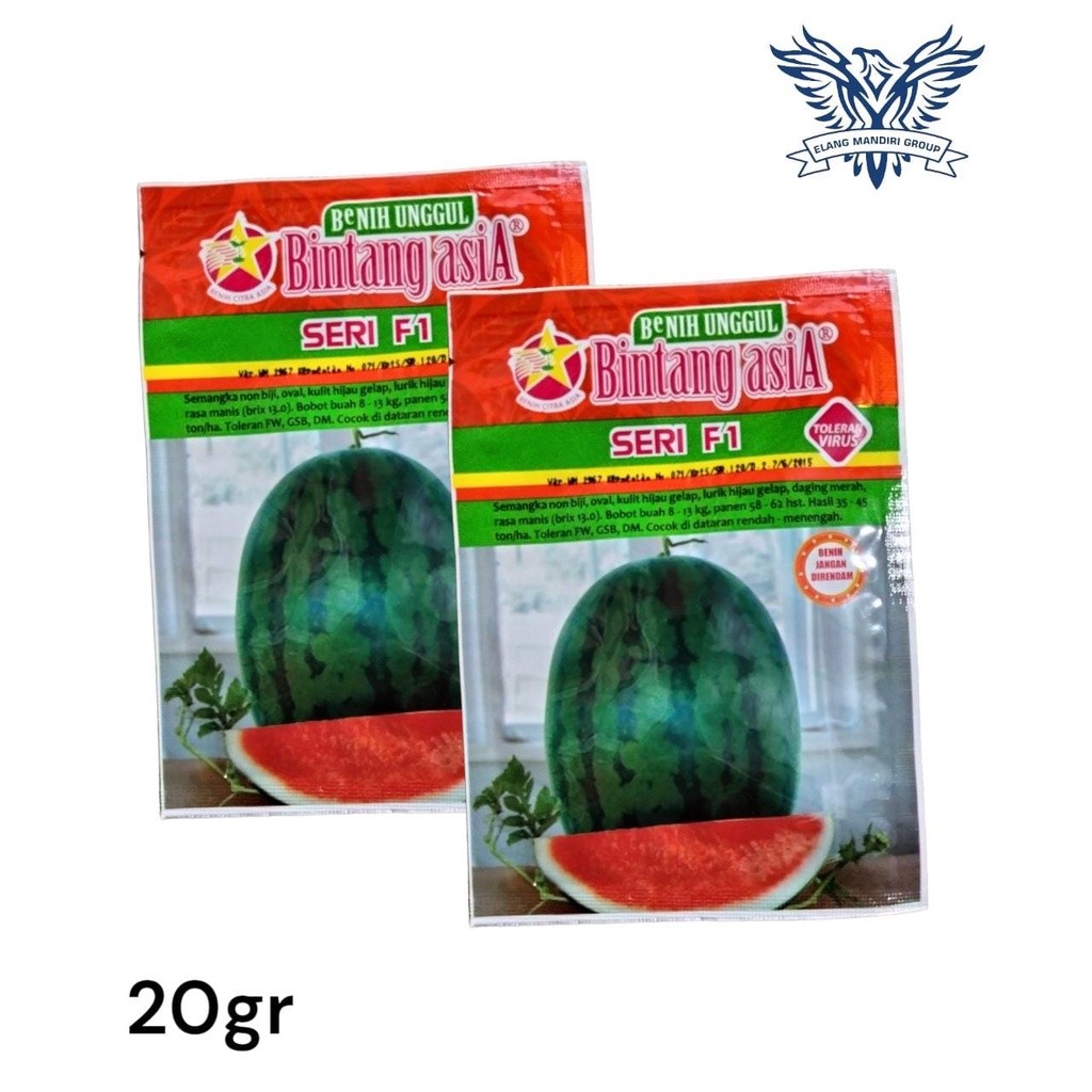 Seri F1 20gr Benih Semangka Non Biji Bintang Asia 100% Original Amara