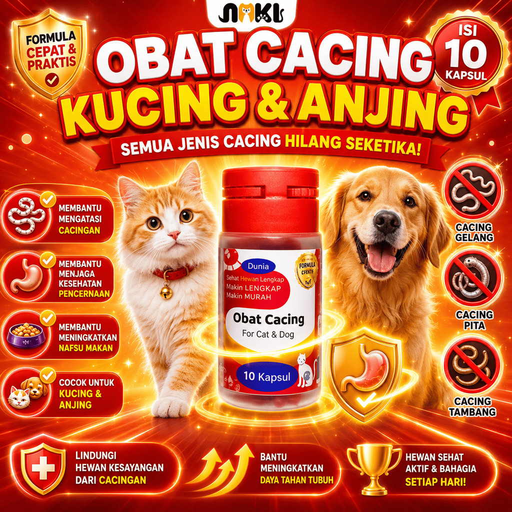 [GROSIR] OBAT CACING KUCING AMPUH HARGA 10 KAPSUL | OBAT CACING KAPSUL BUBUK KUCING ANJING JUAL PERB