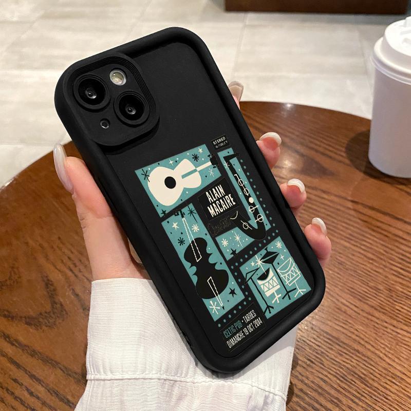 Case Hp For Iphone 17 Pro 15 Max 12 Mini 13 14 16 Silicon Full Lens Cover Unik Teks Gitar Softcase