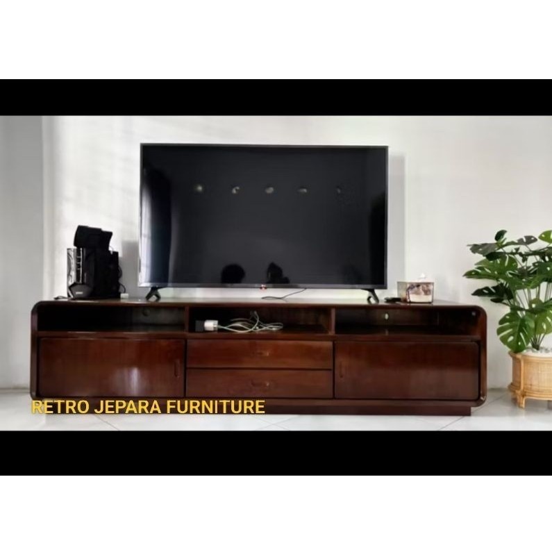 Bufet TV laci kayu jati/Meja TV Pendek Kayu jati/bufet kayu jati minimalis