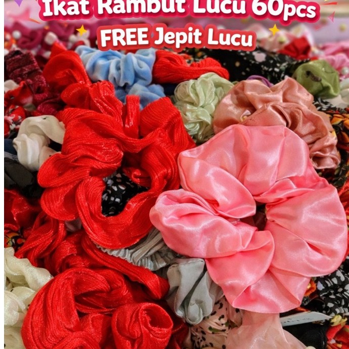 MCS 50pcs Ikat Rambut BONUS 10pcsl Ikat Rambut Mix Lucu Free Jepit Lucu