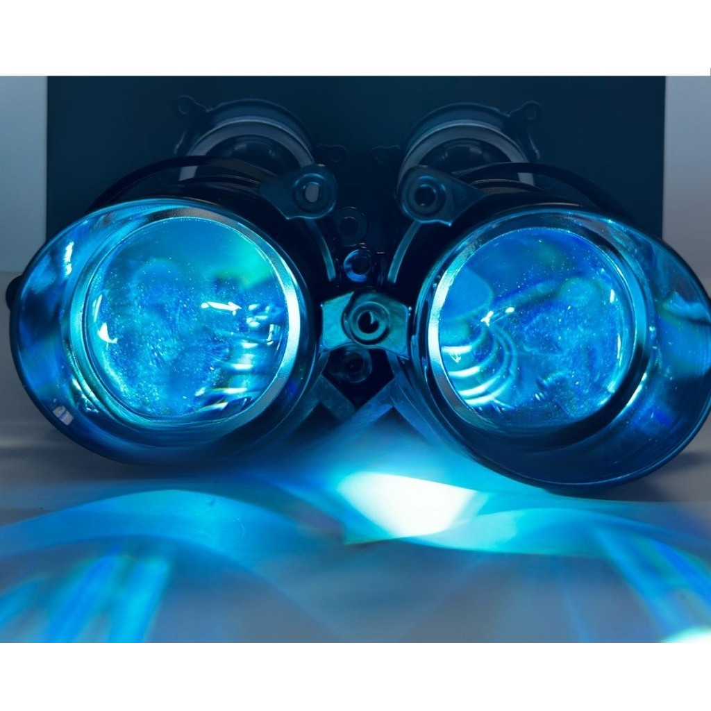 Foglamp Biled Sepasang ZE FOG 4 IBRIGHT Bluelens Lengkap Brecket Devil Rgb Apps Foglamp Mobil