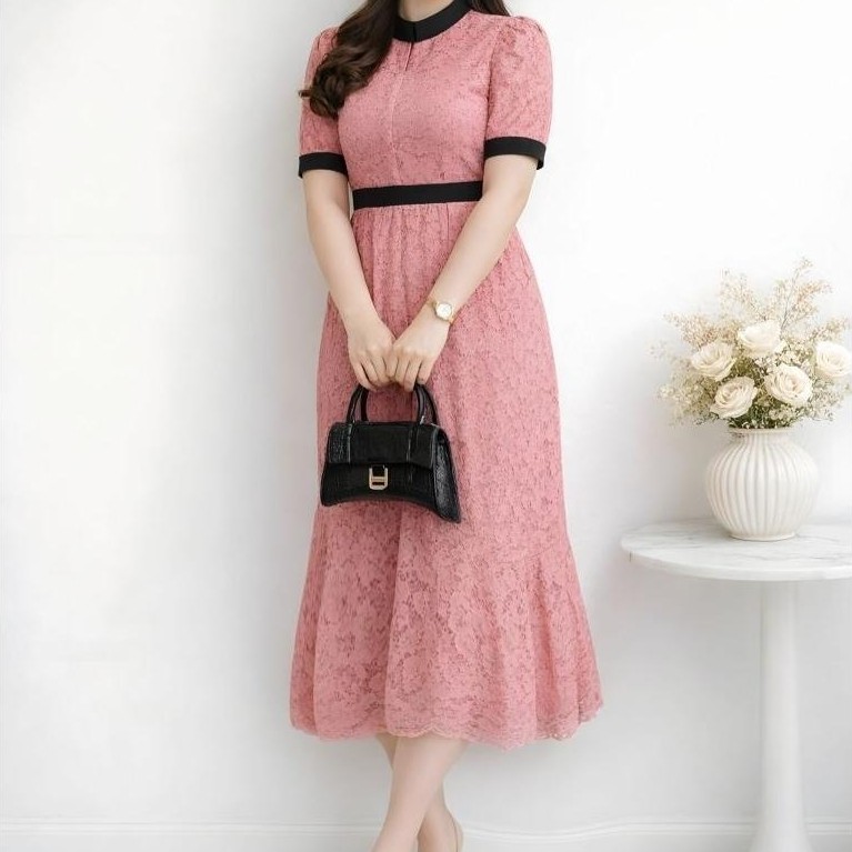 Dress Jumbo Brokat Momo Baju Pesta Kondangan Big Size Mc