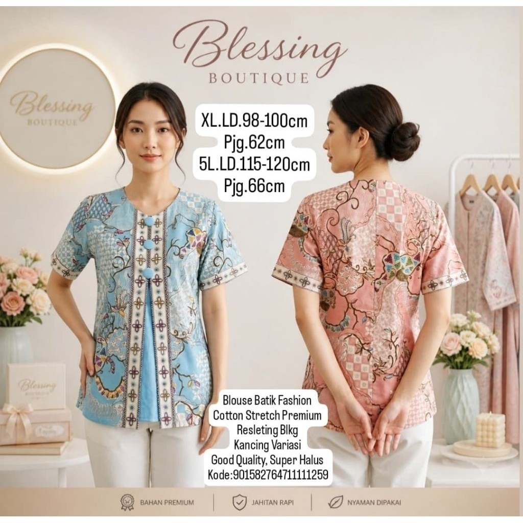 Blouse batik wanita fashion terbaru atasan batik modern model rompi/blezer