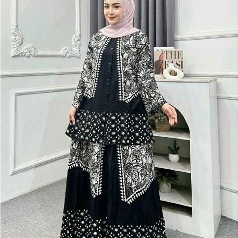 TAMPIL MODIS  One Set Rok Setelan Rok Batik Cap Twill Ori LD 115 fit to XL Nyaman Adem Fashionable B