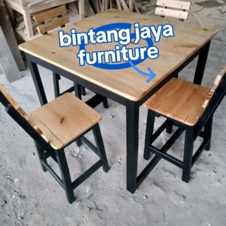 meja makan cafe resto+4 kursi sender
