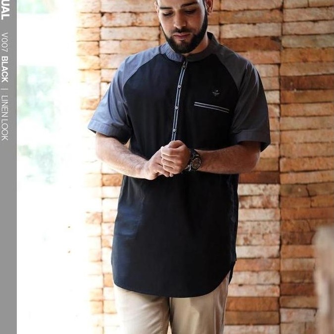 SAMASE Kurta Casual V007 Kemko Kemeja Pria Dewasa Lengan Pendek