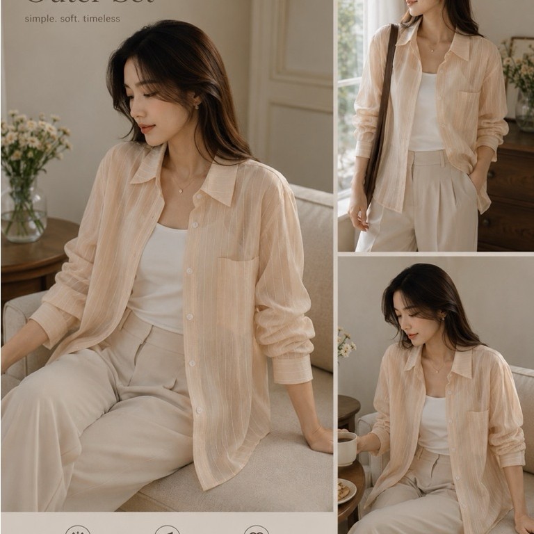 Serene Set | Outer Korean Look | Inner + Outer Premium Import