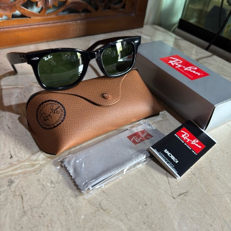 kacamata klasik ray-ban Wayfarer square Rb 2151 901 sz 52 glosy kaca hijau
