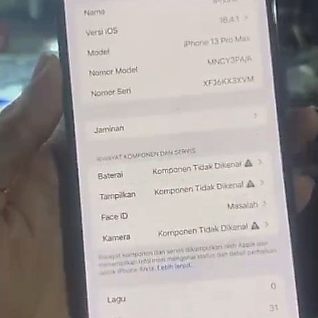 mesin iphone 13 pm 128 ibox ios 16.4.1 passcode hafal, iCloud lupa (tanpa face id)