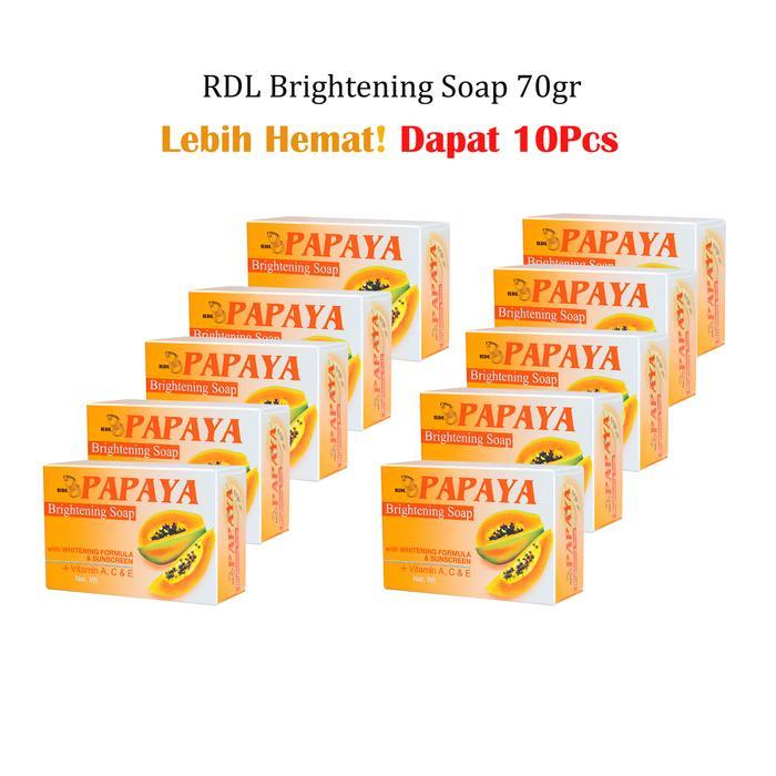 PAKET ( 10 PCS ) Sabun RDL Papaya 70Gram Asli Philippines Brightening Soap Original 100% BPOM