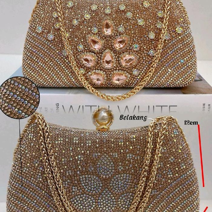 New Tas pesta baru model full permata XT07-5 - silver