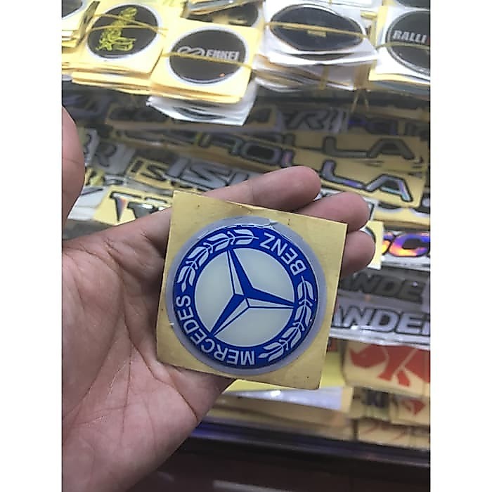 Emblem Sticker / stiker Timbul Logo MERCY Dop Velg mobil (Reflective) 6CM