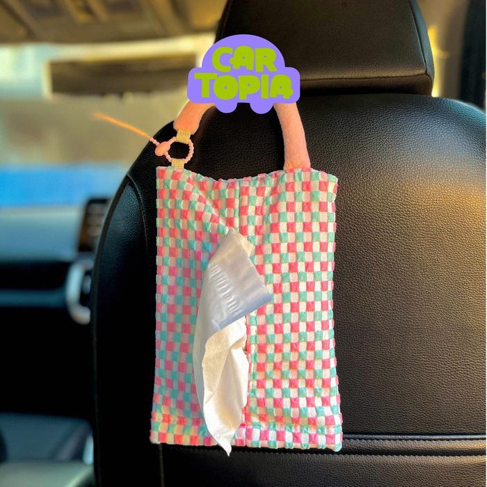CARTOPIA Tempat Tisu Mobil Lucu Cover Tissue Aksesoris Mobil Estetik - PINK