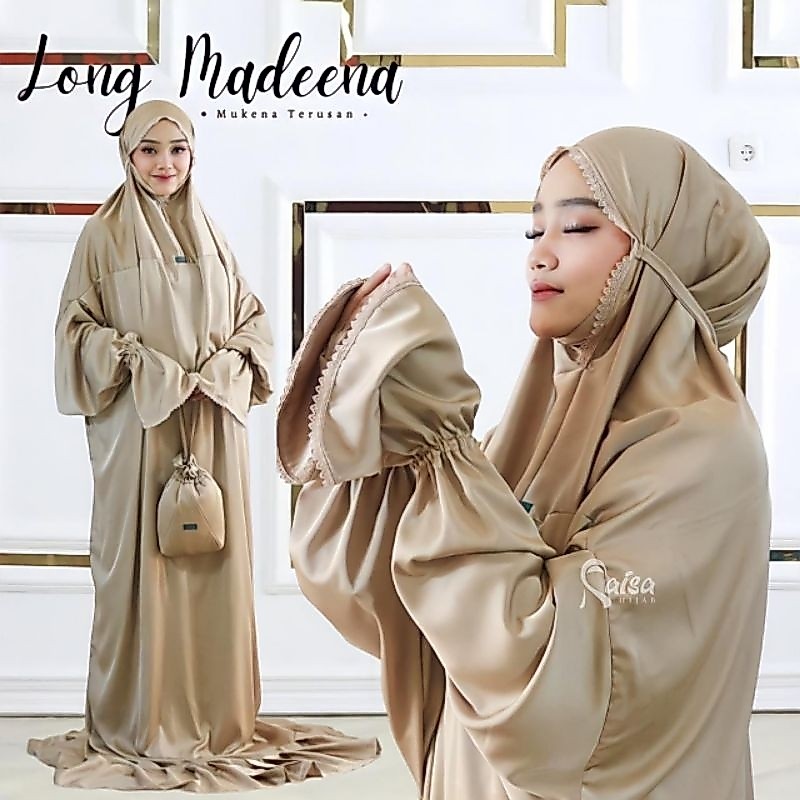 MUKENA TERUSAN SILK PREMIUM BY RAISA HIJAB | MUKENA LONG MADEENA SILKY PREMIUM | MUKENA TELEKUNG SIL