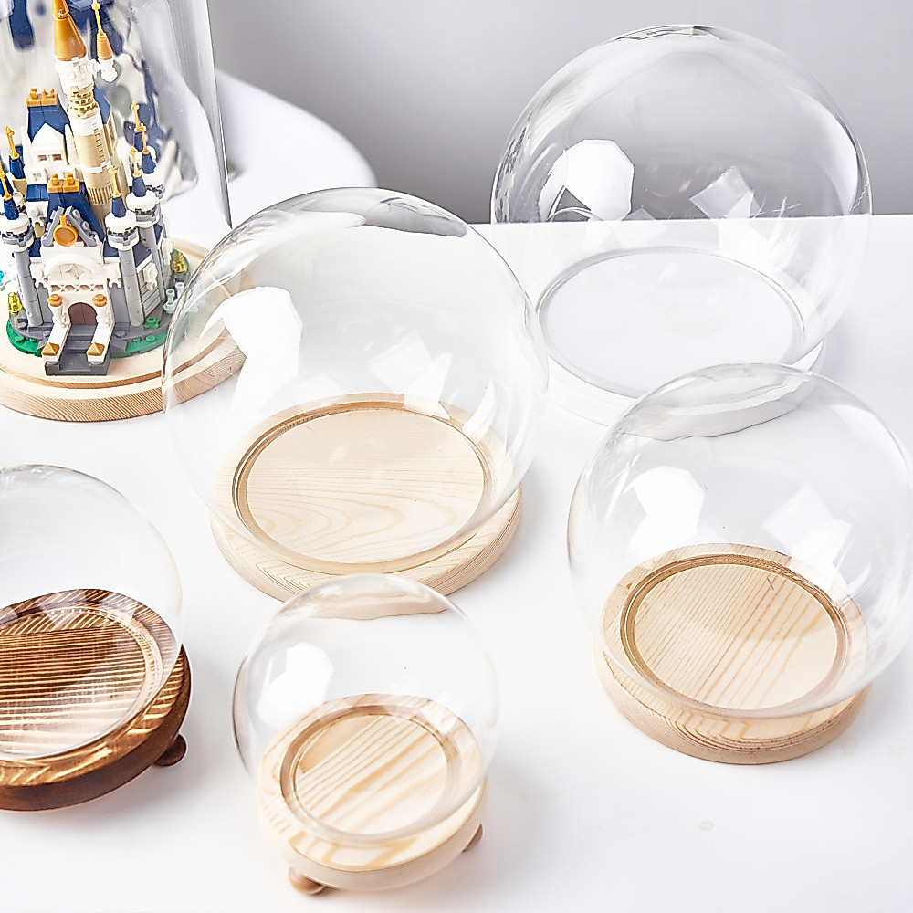SUPPLYFLORIST - GLASS DOME CIRCLE / BULAT / FLOWER DOME BULAT ALAS KAYU