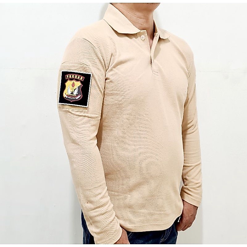 Kaos Logo Pokdar Kamtibmas Baju Model Tactical PDL Polo Lengan Panjang Free 3 Emblem Patch Velkro
