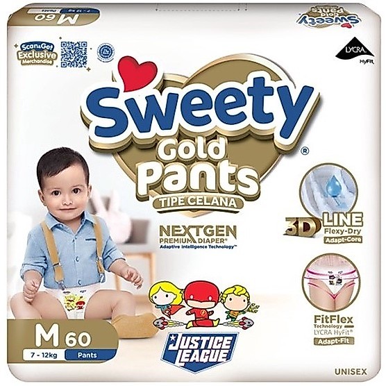 Popok bayi sweety gold pants M60 sweety popok sweety m 60 Diapers