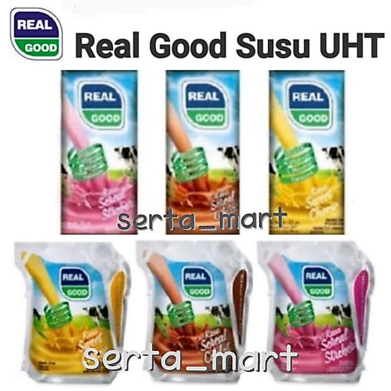Real Good Susu UHT Pouch 125ml - Susu Bantal 150ml - Sereal Cokelat / Strawberry / Cheese