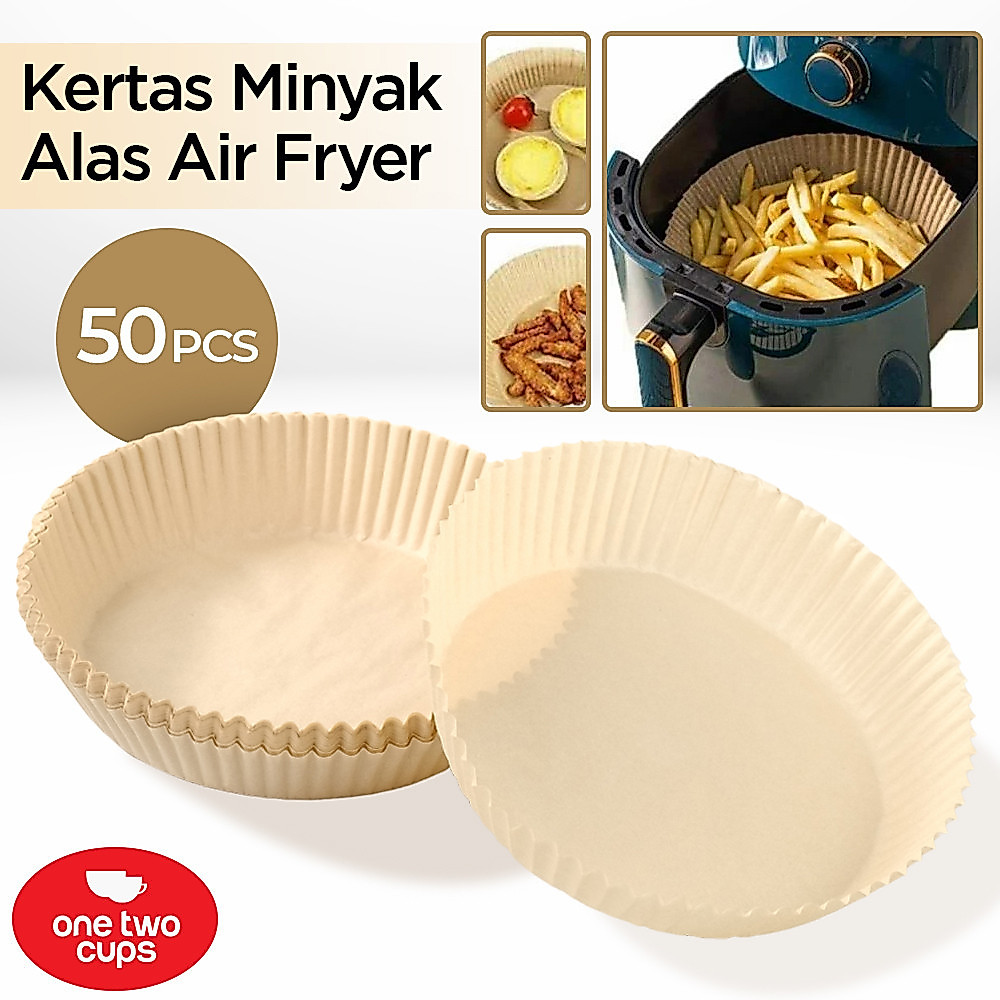 PROMO Kertas Minyak Alas Air Fryer Paper Oilproof 16cm 50 PCS ONE TWO CUPS TERMURAH