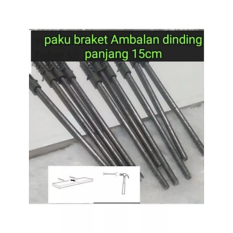paku besi + fisher  brecket ambalan 6pcs