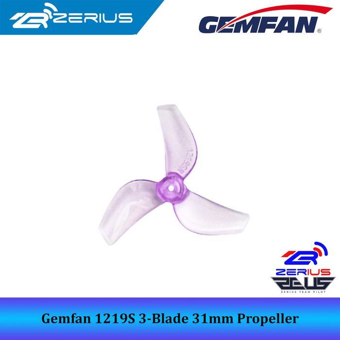 Gemfan 1219S 31mm 3-Blade 0.8mm 1mm Shaft Propeller - ClearPurple 1mm
