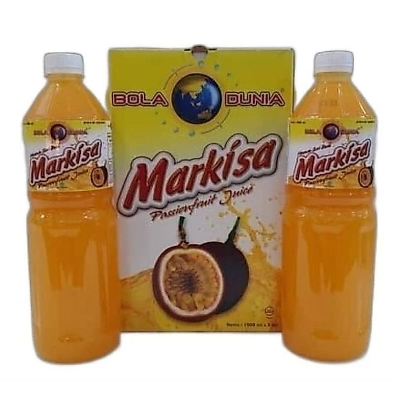 Sirup Markisa Bola Dunia Khas Makassar, oleh-oleh yang enak, dus isi 2 botol @1 liter / @ 500 ml