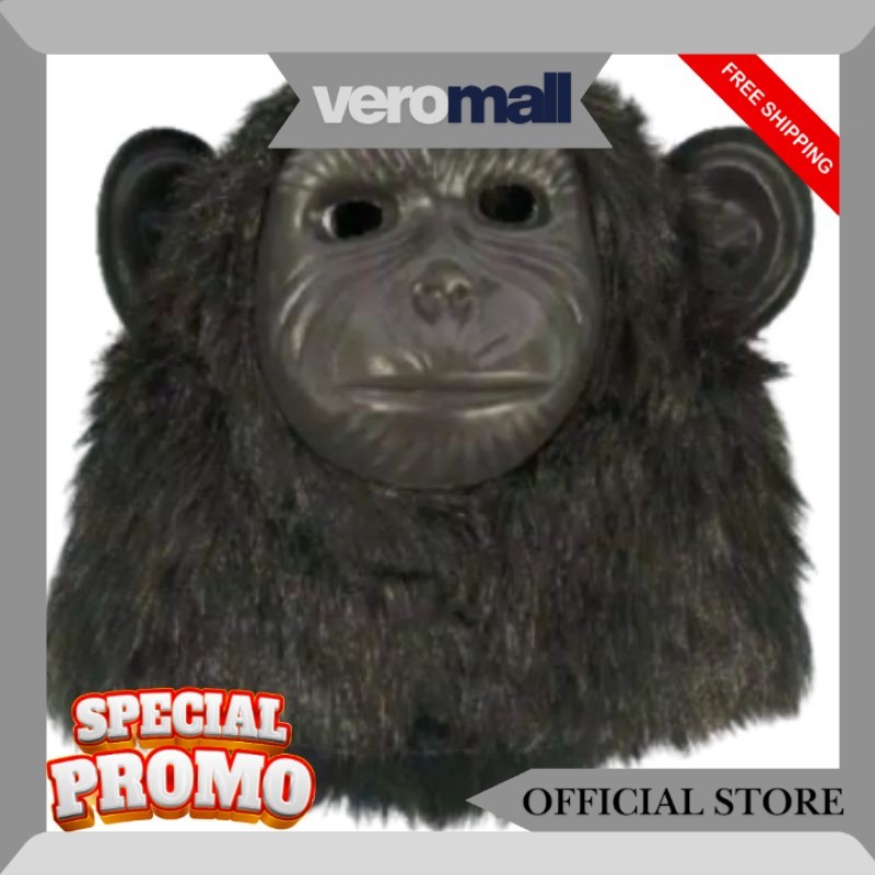 TOPENG BENTUK MONYET GORILA KINGKONG WARNA COKLAT HITAM PUTIH BAHAN HALUS - MAINAN ANAK NH