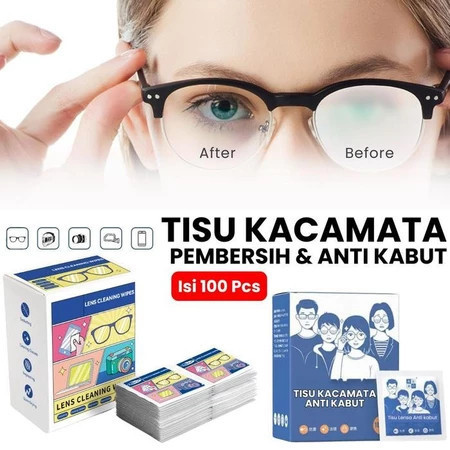 (Grosir) 100Pc Tissue Lap Pembersih Kaca Mata Anti Fog / Tisu kacamata Lensa Anti Embun Multifungsi