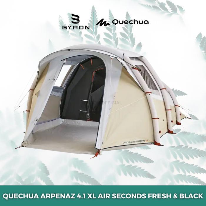 QUECHUA Air Second 4.1 XL Fresh & Black Tenda Inflatable Untuk 4 Orang Original Camping Hujan - Khak