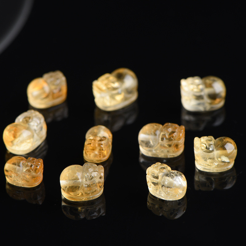 Citrine alami Pixiu DIY Kristal Huangta, Pixiu 12mm kuning Brasil * 8mm * 8mm