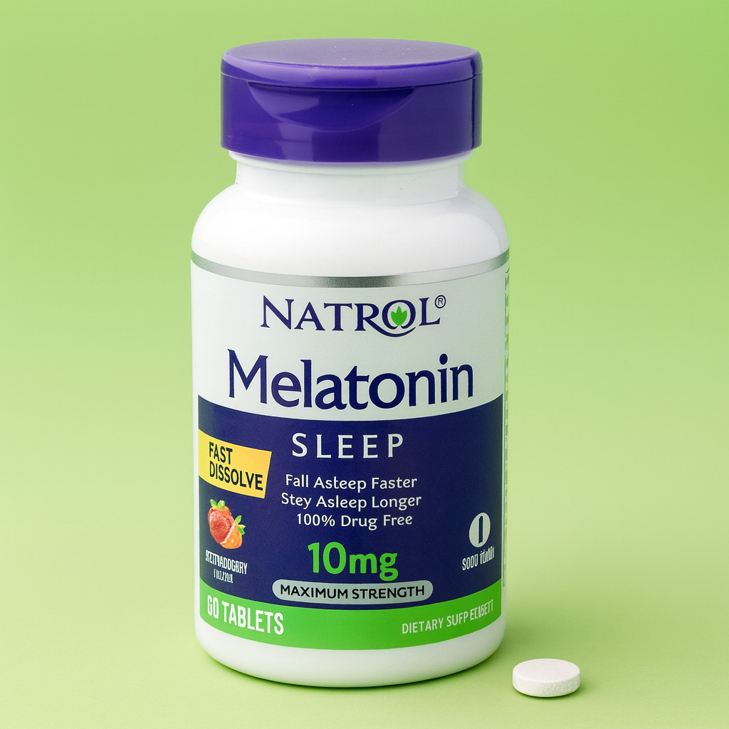 Natrol Fast Dissolve Melatonin 10 mg 60 tablet Original Strawberry Flavor Help Better Sleep Calm Min