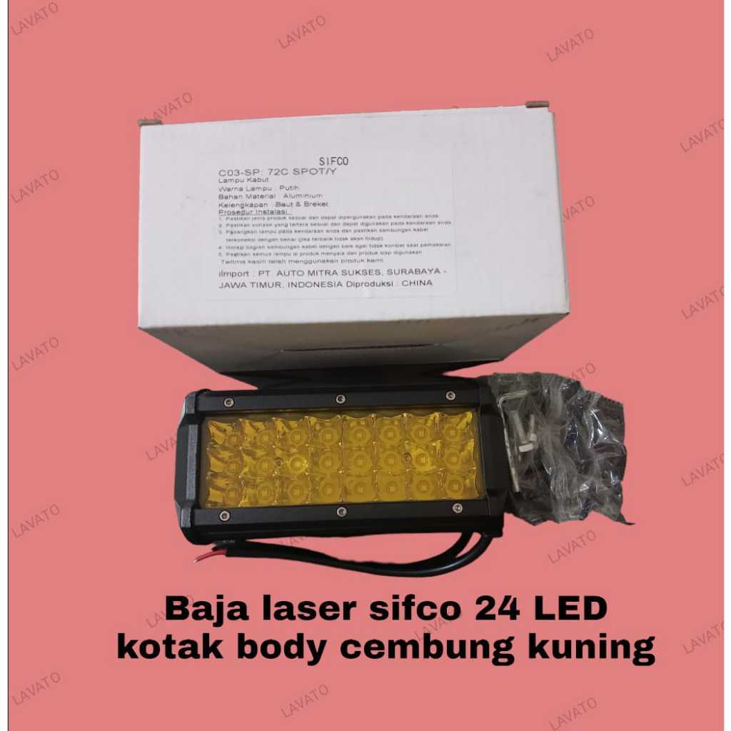 Baja Laser Sifco 24 LED Kotak Cembung Kuning