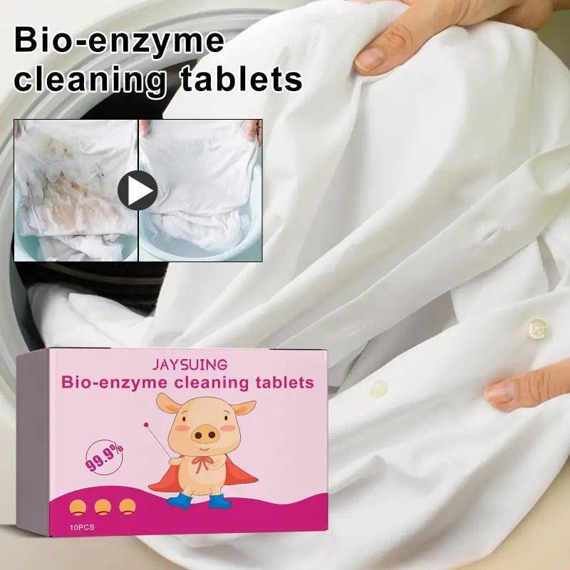 Jaysuing BioEnzyme Explosion Salt Effervescent Tablets  Cleans Stubborn Yellow Sta and Coffee Sta on