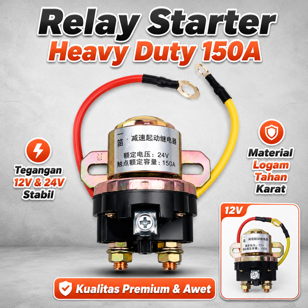 Relay Starter 12V 24V 150A Heavy Duty Solenoid Switch untuk Starter Mobil Motor dan Kendaraan Berat
