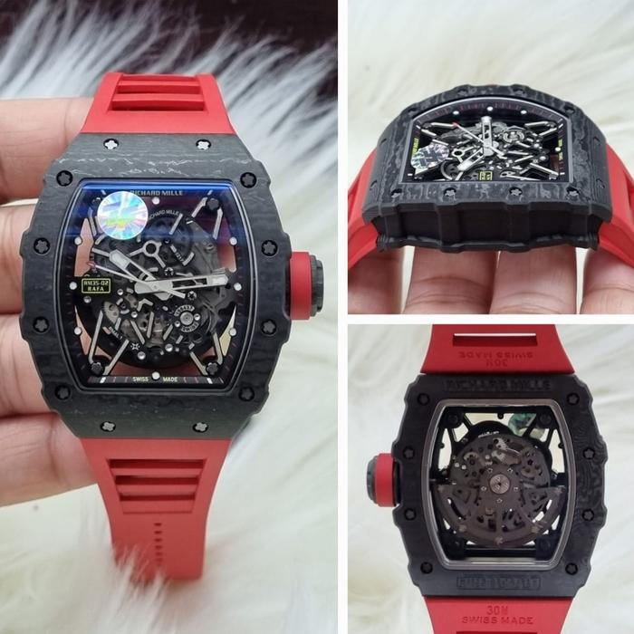 Jam tangan Automatic Swiss Tourbillon RM 35-02 RAFA Carbon fullset - red black