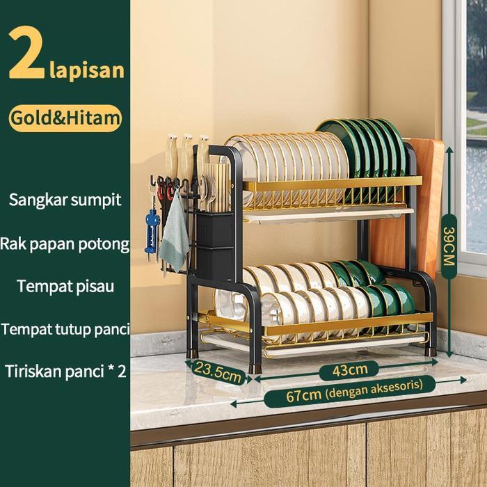 Rak piring  43cm, 53cm rakwastafel  dengan tingkat   Penyimpanan peniris piring gelas  Mangkuk stain