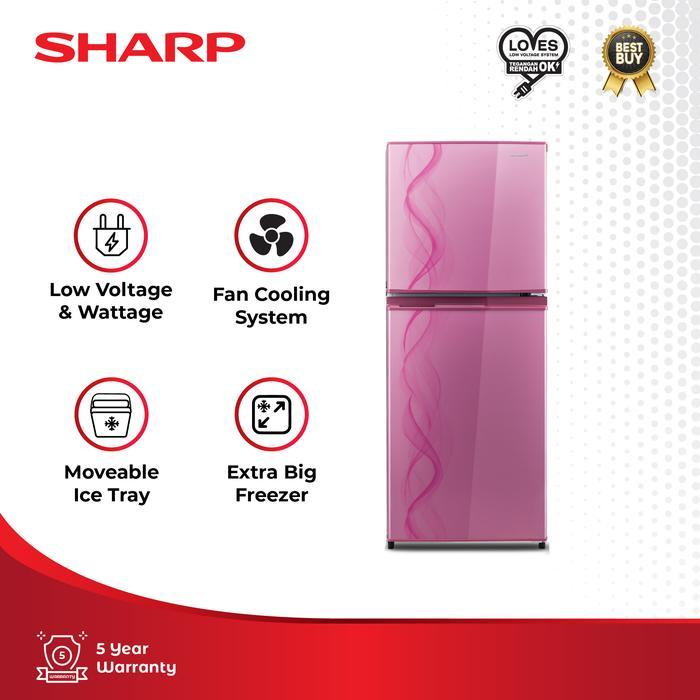 Sharp Kulkas 2 Pintu SJ-237ND-AP Kirei Pink Helix 205L
